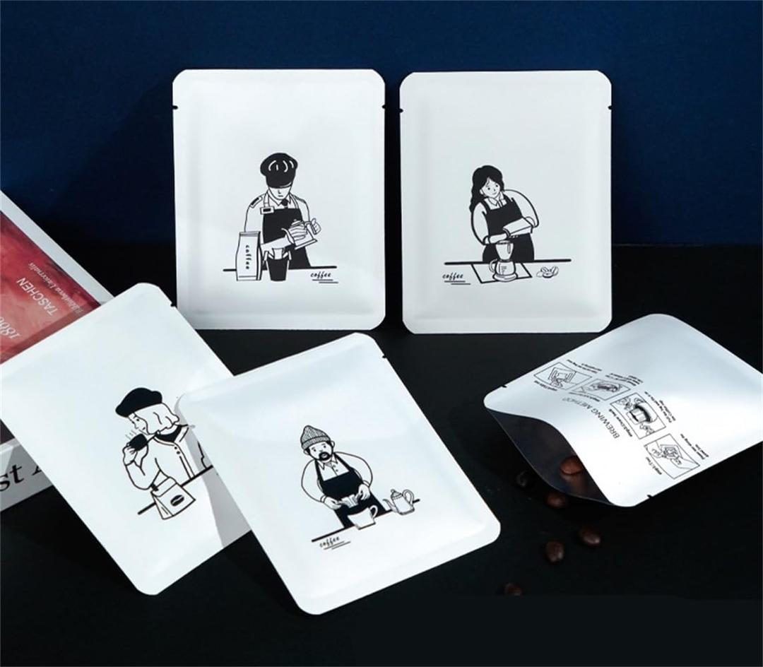 100Pcs Coffee Drip Packing Bag Open Top Pouch Package Bag with Tear Notch Heat Seal Gradient Portable Food Preservation Smell Proof Packaging Pouches (Coffee Maker Mix)