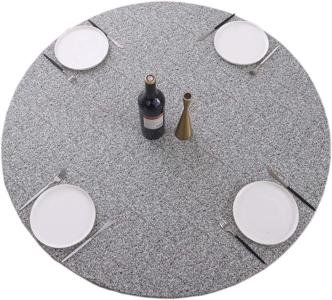 Walrus Round Vinyl Fitted Tablecloth with Flannel Backing Elastic Edge Design Table Cover Waterproof Oil-Proof PVC Table Cloth Stain-Resistant Best for 37"-44" Round (Grey)