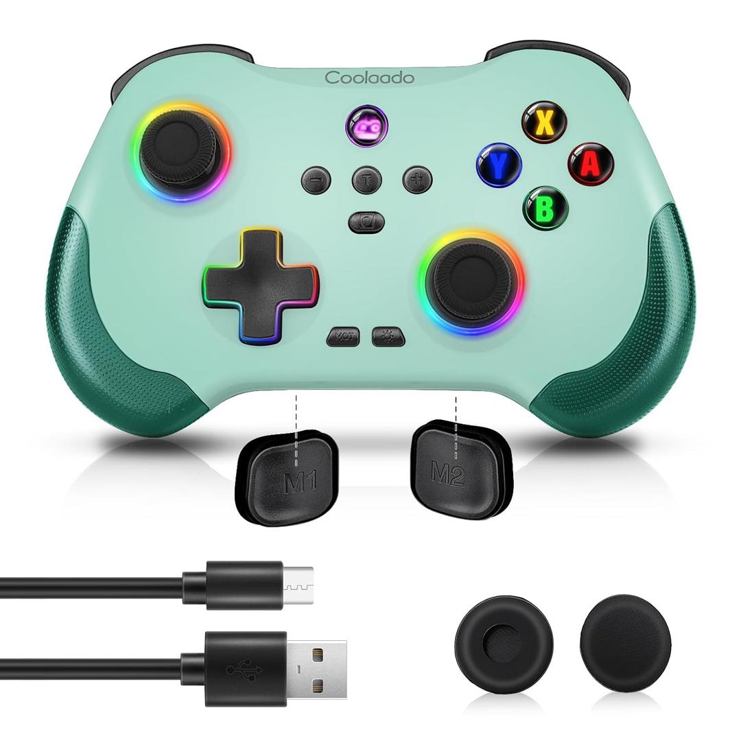 Coolaado Wireless Controller for Xbox/Swtich/PS3/4, Bluetooth Handheld Gaming Joysticks Gamepad Compatible With iPhone/Andriod Phones/PC (Green)