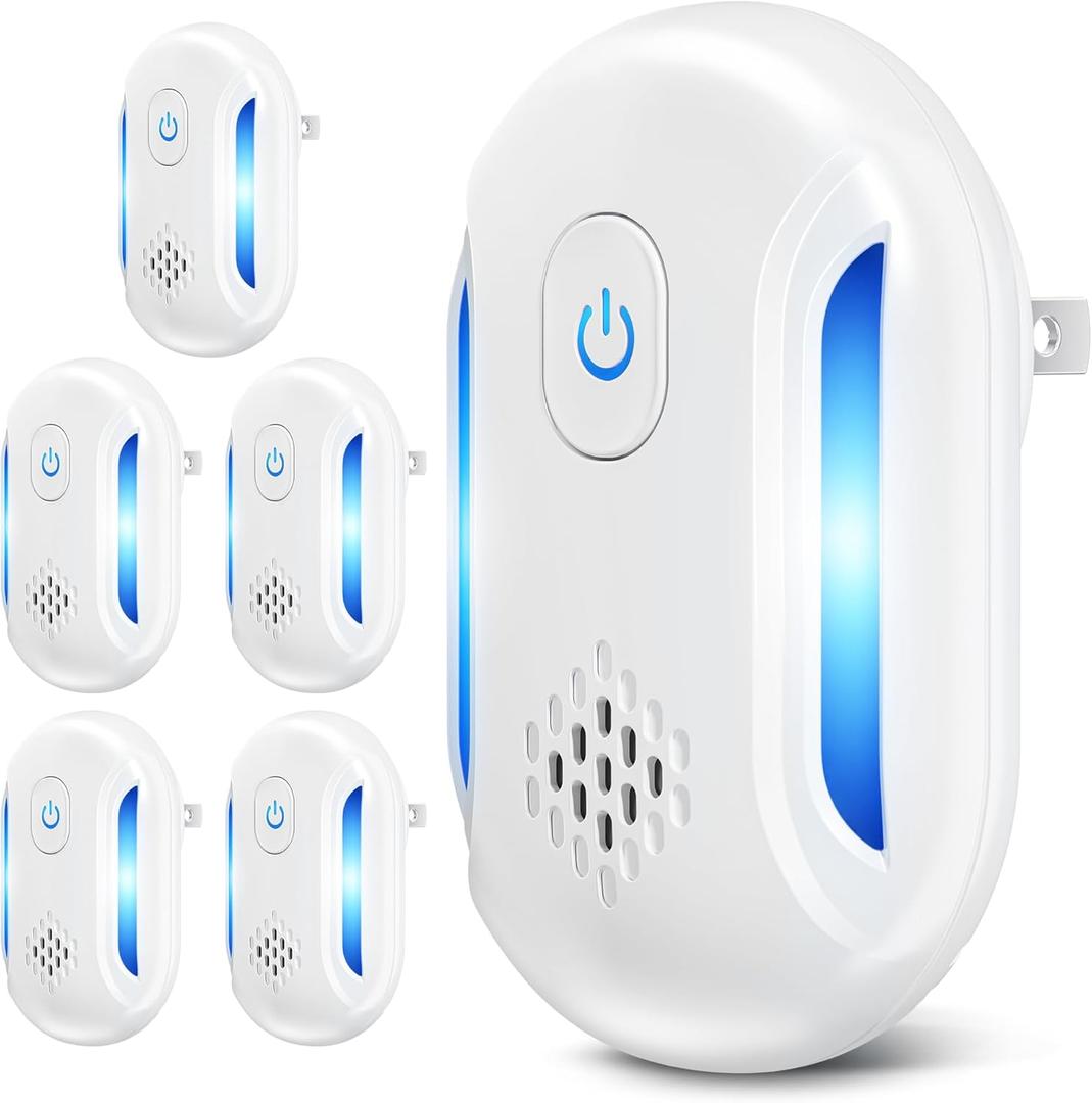 Ultrasonic Mouse & Pest Indoor Repeller Plug-in, Repellent for Mice, Rats, Roaches, Bugs, Ants, Spiders, 2 Mode (5 Pack)