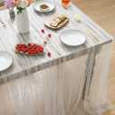 Horaldaily White Pearl White Gauze Tablecloth 6084 Inch Rectangular, Spring Summer Tulle Lace Cheesecloth, Bridal Shower Table Cover for Wedding Birthday Table Decor
