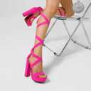DREAM PAIRS High Heels Chunky Block Platform Heels for Women Strappy Gladiator Sexy Open Toe Heels Dressy Pumps Sandals Size 7