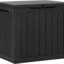 YITAHOME 30 Gallon Outdoor Storage Box, Small Water Resistant Resin Deck Box, Indoor Outdoor Lockable Rattan Storage Container for Patio, Garden, Cushions, Tools, Equipment (Black)