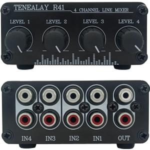 4-Channel RCA Audio mixer Stereo line levels control Box mini passive mixer R41