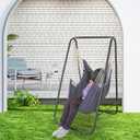 YUCAN Hammock Chair Stand with Hanging Swing Chair Included,Weather Resistant and Saving Space Stand Max 450 Lbs, Quality Cotton Weave Wrap Whole,Suitable for Indoor Outdoor Patio YardGrey Patented