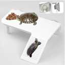 Ovimyne Turtle Basking Platform Stable Suction Cup Mounted Basking Platform with Support Base & Feeding Area for Turtle Tank Accessories Setups