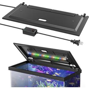 LED Aquarium Hood, Colored Lights, Fits 24" Framed Aquariums, Black