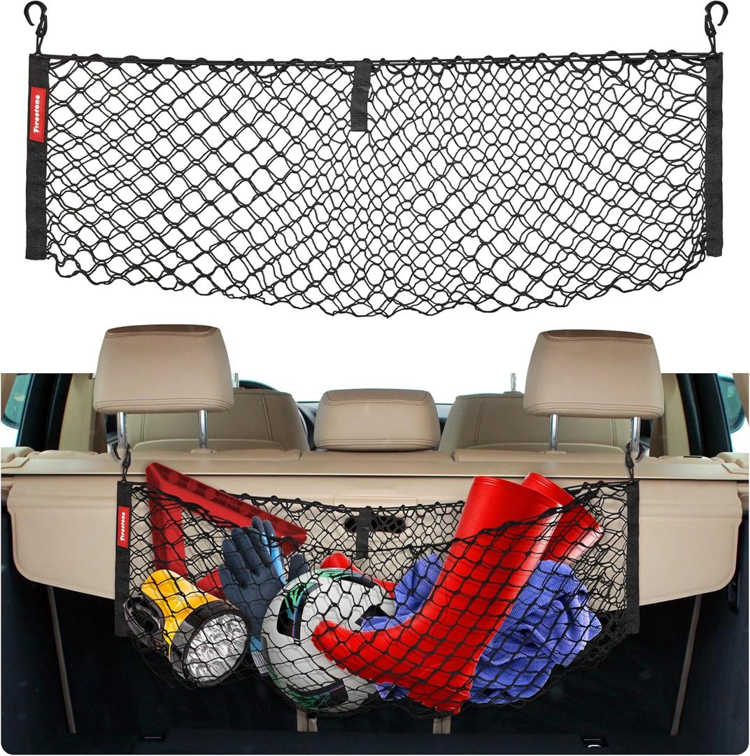 Auovo Trunk Mesh Cargo Net for Cars, Trucks, SUV, Vans - Envelope Style with Hooks, Car Trunk Organizer, Camping Essential