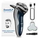 SweetLF Electric Razor for Men with Pop-Up Trimmer, 100% Waterproof Electric Shaver, Rechargeable Cordless Shavers for Men, Type-C, 120Mins Runtime, Plug & Play, Blue