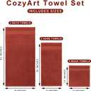 COZYART Burnt Orange Bath Towel Set 6 Piece, Luxury 100% Turkish Cotton 650GSM Hotel Quality, Soft, Absorbent, Towel Sets for Bathroom with 2 Bath Towels 2 Hand Towels 2 Washcloths