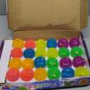 Light Up Bouncy Balls, 2.55" Glow in The Dark Party Favor for Kids Adults Stress Relief,LED Flashing Soft Spike Balls Bulk Toys for Gifts School Rewards