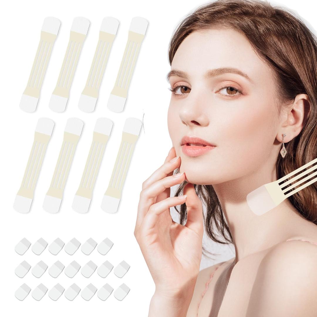 40 Pcs Neck Lift Tape Invisible Neck Tightening Tape 8 Pcs Elastic and Breathable Bands