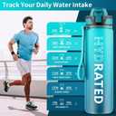 QLUR Water Bottle with Straw, 32oz Motivational Water Bottles with Time Marker to Drink, Tritan BPA Free, 1L Sports Water Bottle with Carry Strap LeakProof for Women Gym Fitness Outdoor (1 Pack)