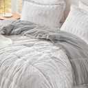 Madison Park Soft Plush Comforter Long Faux Fur Design, Mid Century, Modern All Season Down Alternative Bedding Set with Matching Sham, Twin/Twin XL, Gia, Gray/White 2 Piece