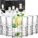 10oz Highball Glasses, 6pc Tall Glass Sets, Lead-free Crystal Water Glassware for Whiskey, Cocktail