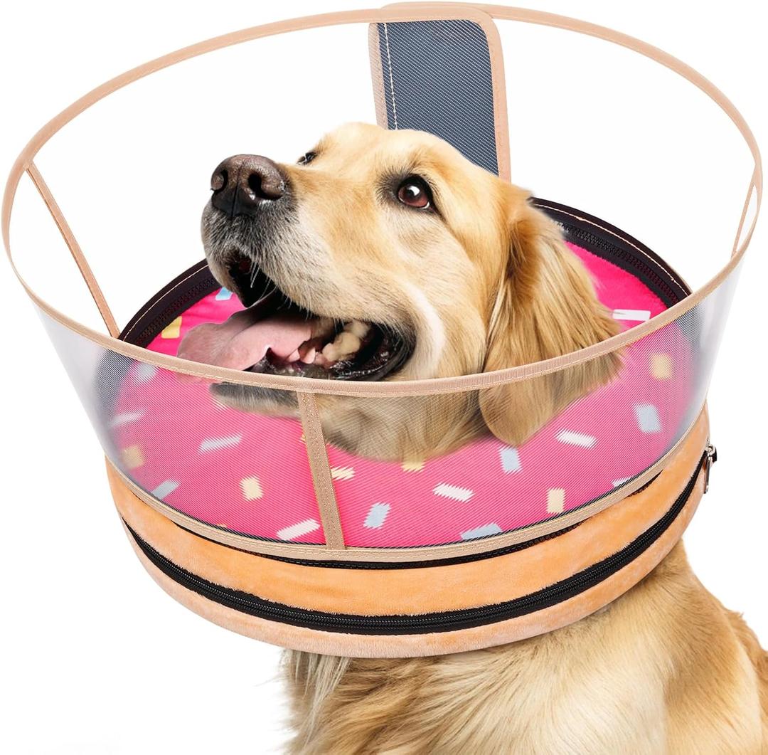 Sponge Dog Cone After Surgery, No Inflation Required Dog Donut Collar to Stop Licking, Inflatable Cone Alternatives for Large Pets, Soft Recovery Collar with Protective Shield (Donut, XL)