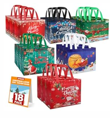 XPCARE 28 Pack Christmas Kraft Gift Bags with Handles, 9x7.5x3.5 Christmas Gift Bags Xmas Goody Bags for Xmas Holidays Party Favors and Presents (Brown)