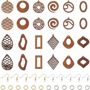 PH PandaHall Pandahall 24Pcs Natural Filigree Wood Earring Charms Flat Round Teardrop Wooden with 120pcs Hooks & Jump Rings Findings for DIY Women Boho Earrings Making 1 Box PH PandaHall Pandahall 24Pcs Natural Filigree Wood Earring Charms Flat Round Teardrop Wooden with 120pcs Hooks & Jump Rings Findings for DIY Women Boho Earrings Making 1 Box