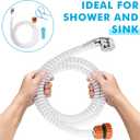 Slip-On Tub Hose for Bathtub Faucet, Ear-Tab Zip-Tie Connector, Handheld Sprayer Head, No-Install Faucet Hose Attachment for Hair Washing & Cleaning, 5 ft, Fits Spouts up to 3 in