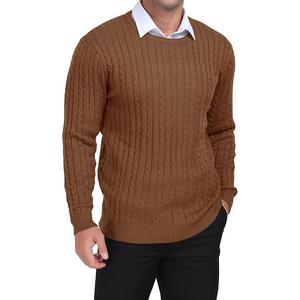 KUYIGO Mens Sweater Crewneck Cable Knit Pullover Sweater Casual Twist Textured Sweaters, XL