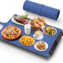 Warming Mat for Food Warmer Pad: Foldable Silicone Electric Warming Tray for Buffets Party - Fast Heating Portable Hot Plates for Countertop Kitchen Travel Home Outdoor Car Holiday Ideas (24 X 16 inch, Blue)