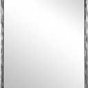 ANDY STAR Hand-Forged Silver Bathroom Mirror for Wall, 24x36 Inch Vintage Solid Steel Metal Frame Bathroom Vanity Mirror, Antique Rounded Rectangle Wall Mirror, Hangs Horizontally or Vertically