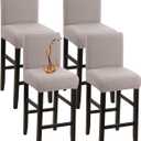 YISUN Waterproof Bar Stool Covers, Stretch Pub Stool Chair Cover Removable Washable Counter Stool Covers Bar Stool Slipcovers for Kitchen, Pub, Dining Room (4 Pack, T-Khaki)