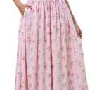 XinFSh Women's Summer Corset Midi Dress Flowy Square Neck Sleeveless Lace Wedding Guest Dresses with Pockets (Medium, Pink)