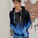 Ahegao Mens Hoodies Novetly Sweatshirts for Man 3D Graphics Pullover with Pockets (XL)