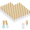Zhehao 50 Pcs Mini Spray Bottles 2 ml Clear Glass Perfume Bottles Refillable Fine Mist Perfume Atomizer Portable Empty Sample Containers for Cleaning, Essential Oils, Travel (Gold Cap)