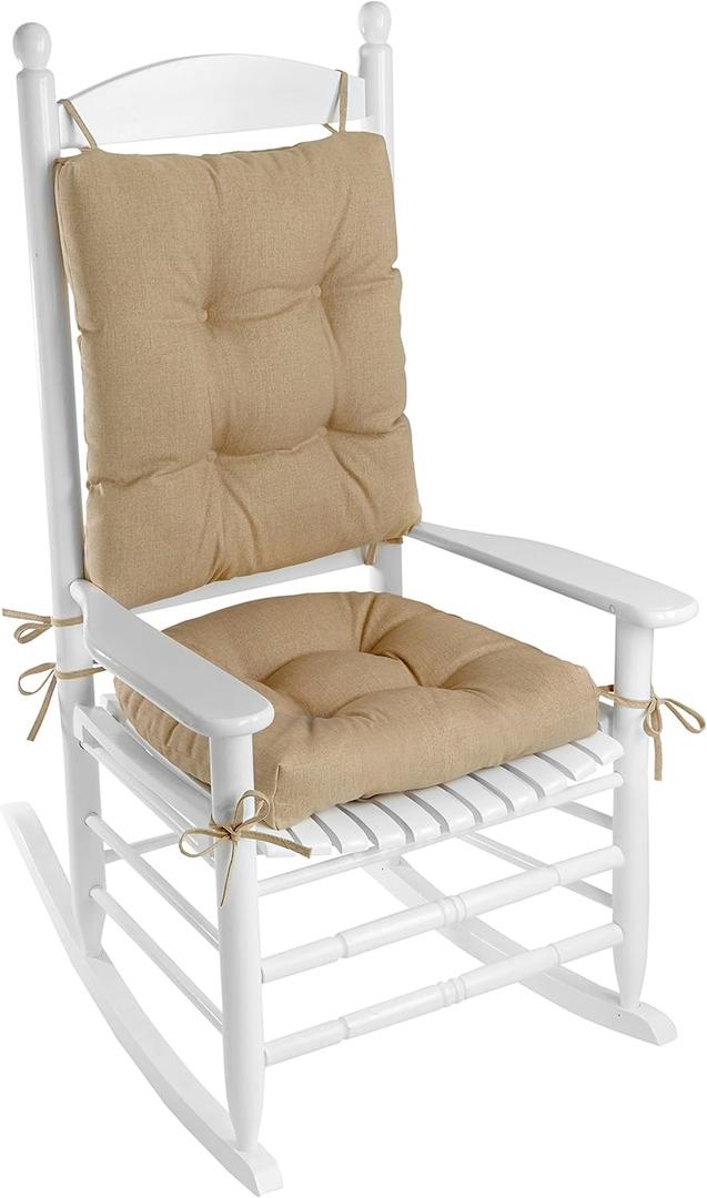 Klear Vu Solarium Rocking Chair Cushion Set, Assembled in The USA, for Indoor & Outdoor Use, Patio, Living Room, or Nursery, 2-Piece Set, 19"x19" Seat and 21"x18" Seatback, 02 Husk Birch