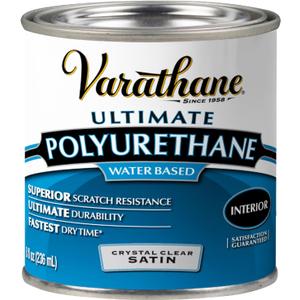 Varathane Water-Based Crystal-Clear Ultimate Polyurethane | Interior Wood Protection | Fast Dry Time | Easy Clean Up | Satin | Half Pint (0.25 Quart (Pack of 1))