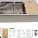 30" x 18" x 9" Drop In Kitchen Sink - Delironexu 16 Gauge Stainless Steel Kitchen Sink Workstation, Single Bowl Deep Top Mount kitchen sink with 6 Accessories Package