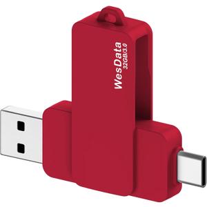 32GB 3.0 USB C Flash Drive with Type C and Type A Port, USB C Thumb Drives Storage and Backup for Smart Phones with OTG Function and Type C Port, Laptops, MacBook, PC(Red)