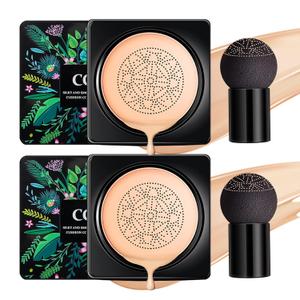 Mushroom Head Air Cushion CC Cream Foundation,2PCS Moisturizing BB Cream Cushion Foundation Makeup,Full Coverage Long Lasting Matte Concealer Base de MaquillajeNatural