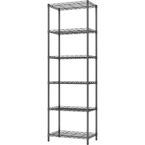 HOMEFORT 6-Tier Storage Shelves, Heavy Duty Metal Storage Rack, Wire Shelving Unit Organizer Rack for for Pantry Closet Kitchen Laundry (21Wx11.4Dx67H,Black)
