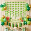 Jecery 12 Pcs 59 ft St. Patrick's Day Garland Pom Pom Tassel Decor, Lime Green Decoration, Spring Green Boho Hanging Garland for Birthday Party Mantle Tree Home Indoor Outdoor Decor