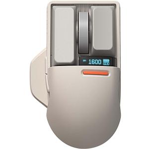 LOFREE Touch PBT Wireless Mouse with USB Receiver, Bluetooth, Wired Connection, Rechargeable, 4000 DPI with OLED Screen Compatible with Glass Surface for Mac Windows PC Notebook/Block Retro Grey