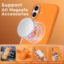Magnetic for iPhone 16 Case, Compatible with Magsafe, Suction Cup Phone Mount, [2 Screen Protectors][Camera Lens Protector] Silicone Shockproof Protective Slim Phone Cover 6.1", Orange