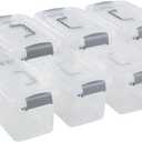 Readsky 5 L Clear Plastic Latch Box with Lids and Handle, 6 Packs