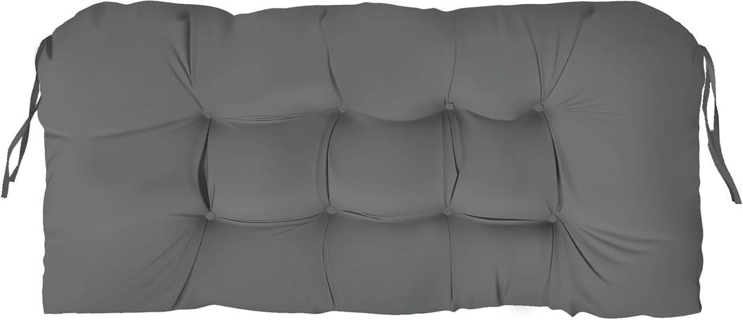 Outdoor Bench Cushion 44x22x4 Inch with Ties Loveseat Pads, Dark Grey
