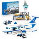 City Passenger Airplane Building Blocks Set with Plane,Airport, Terminal and Trailer Creative Building Model Toy Gift for Adults Aviation Lovers Idea