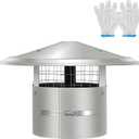 6 Inch Round Chimney Cap with Screen, Tapered Top Roof Rain Chimney Cover for Outside,Adjustable Fireplace Stove Pipe Topper, Stainless Steel