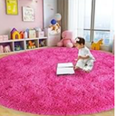 Xexsin Round Fluffy Rugs 6Ft for Girls Bedroom, Hot Pink Shag Circle Kids Rug Non-Slip for Bedside Dorm Nursery Playroom, Soft Cute Area Rugs for Living Room Decor