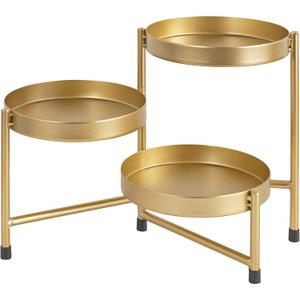 Kate and Laurel Finn Modern Tri-Level Plant Stand, 7.25 x 7.25 x 10, Gold, Indoor Multi-Tiered Plant Stand for Tabletop