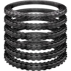 296ft Razor Wire 6 Rolls, Black Razor Fencing, Galvanized Concertina Wire with Pliers Gloves Warning Sign for Garden Farm Factory Security (12" dia. 296ft) + 
MINI BOLT CUTTER