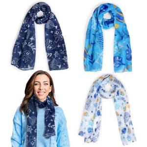 CiyvoLyeen Hanukkah Gifts Scarves Menorah Scarf Lightweight Soft Silky Scarf Holiday Festival Outfits Costume Chanukah Party Supplies for Women Decoration Thanksgiving Christmas Birthday Gifts 3 Pcs