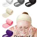EUICAE Spa Headband - Non-slip Stretchable Washable Makeup Headband for Face Wash Facial Treatment Sport - Fits All, White (Mixed color), 6 Count