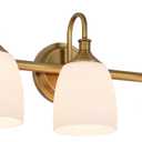 3-Light Champagne Bronze Bathroom Vanity Light Fixtures Over Mirror, Vintage Vanity Lights for Living Room, Milk White Glass Shades, Standard E26 Base