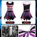 JenPen Scary Halloween Cheerleader Outfit for Girl Kid Bloody Cheerleader Costume Bow Set Dress up Cosplay Party (5-7 Years, Purple Gauze)